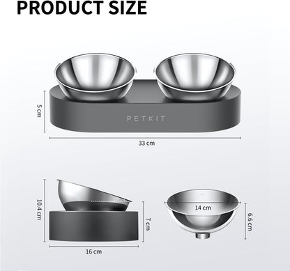 PETKIT Tilted Cat Bowls with Stand - 0° & 15° Stainless Steel Elevated Bowls for Cats