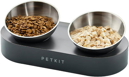 PETKIT Tilted Cat Bowls with Stand - 0° & 15° Stainless Steel Elevated Bowls for Cats