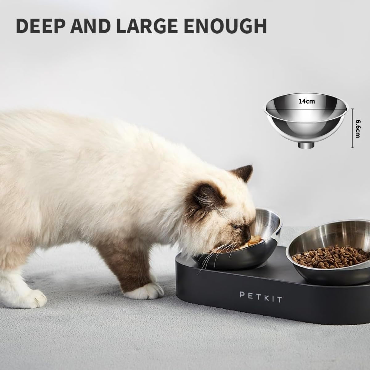 PETKIT Tilted Cat Bowls with Stand - 0° & 15° Stainless Steel Elevated Bowls for Cats