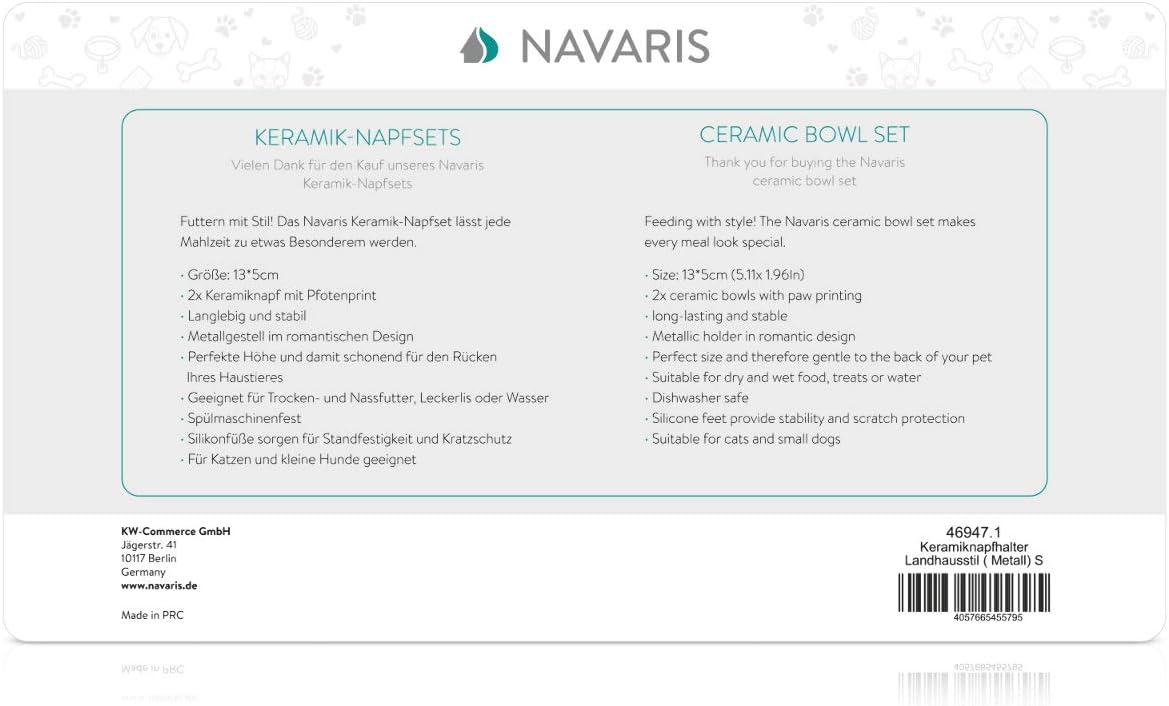 Navaris Ceramic Pet Bowl Set