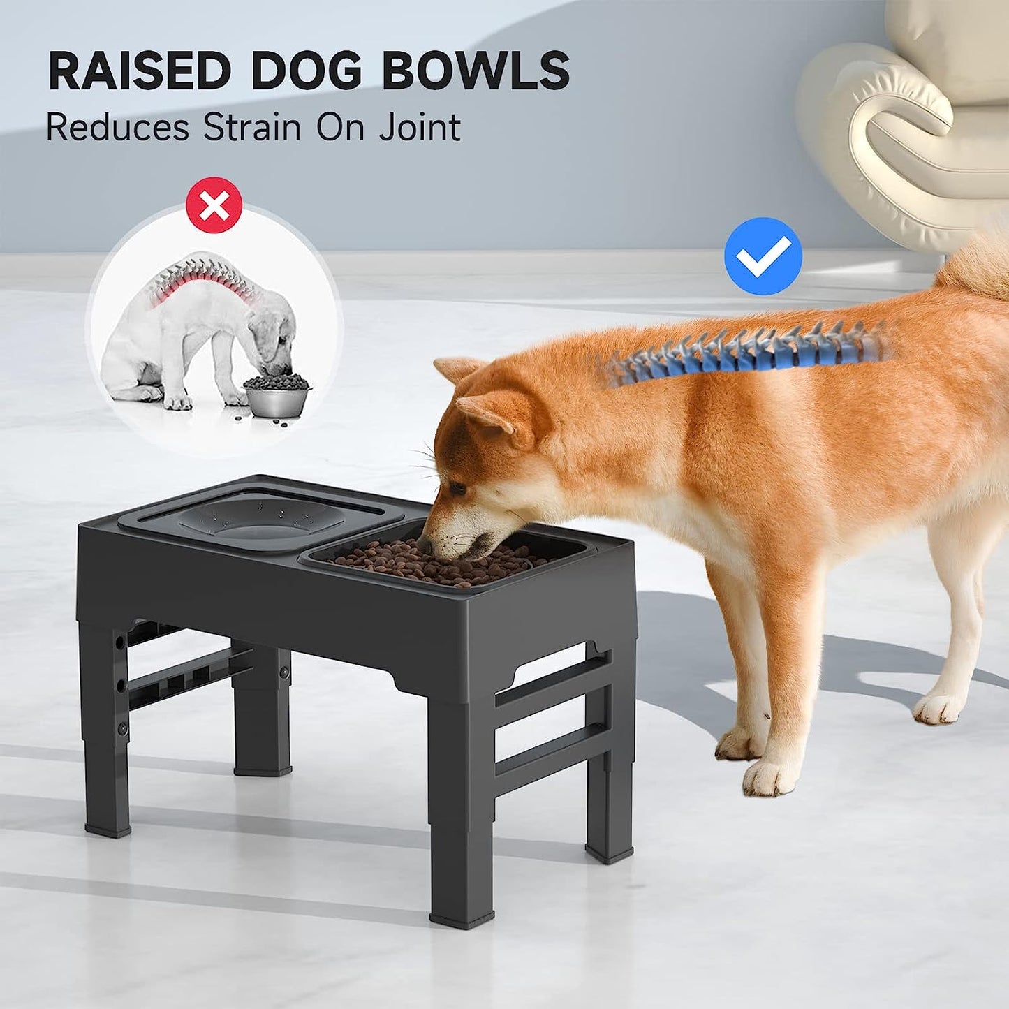 ELS PET Raised Dog Bowl, 2-in-1