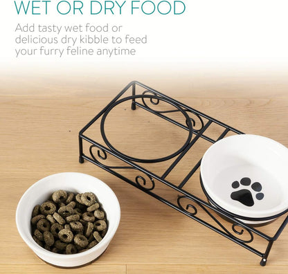 Navaris Ceramic Pet Bowl Set