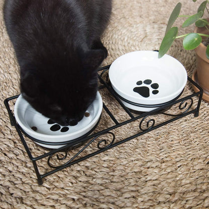 Navaris Ceramic Pet Bowl Set