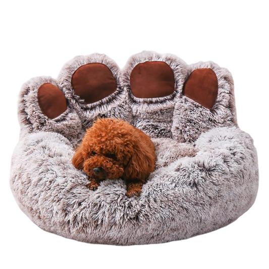 Soft Hug Bear Dog Bed – Cozy Paw Print Cushion, Cooling Nest for Puppies, 55cm,