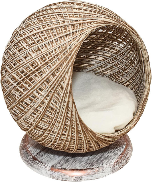 Trends Corner Raised Cat Bed - Natural Jute Rope, Non-Toxic, Elevated