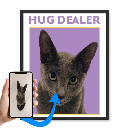 Personalized Framed Photo Tile "Hug dealer" Featuring Your Pet