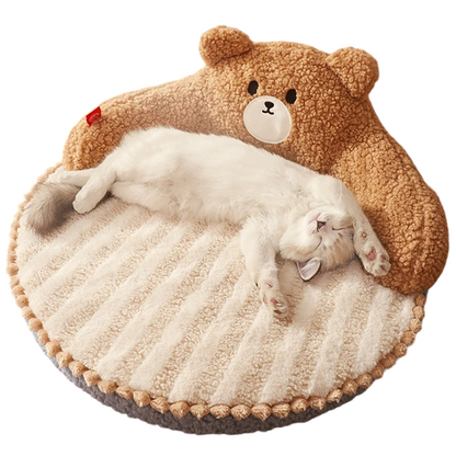 Bear Shaped Cat Sofa Mat - Washable Cave Nest & Kennel Pad for Small Dogs and Cats