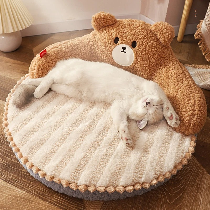 Bear Shaped Cat Sofa Mat - Washable Cave Nest & Kennel Pad for Small Dogs and Cats