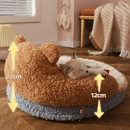 Bear Shaped Cat Sofa Mat - Washable Cave Nest & Kennel Pad for Small Dogs and Cats