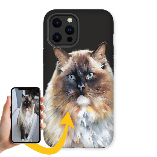 Custom Digitally Painted Pet Portrait Tough Phone Case iPhone Samsung Google Pixel